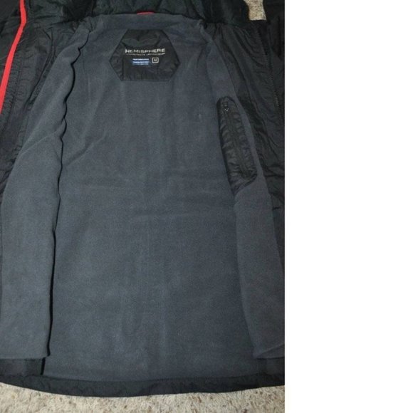 Mens Winter Jacket Hemisphere Black L Wind Water Resistant Down Alt Fill Hooded - Picture 6 of 8
